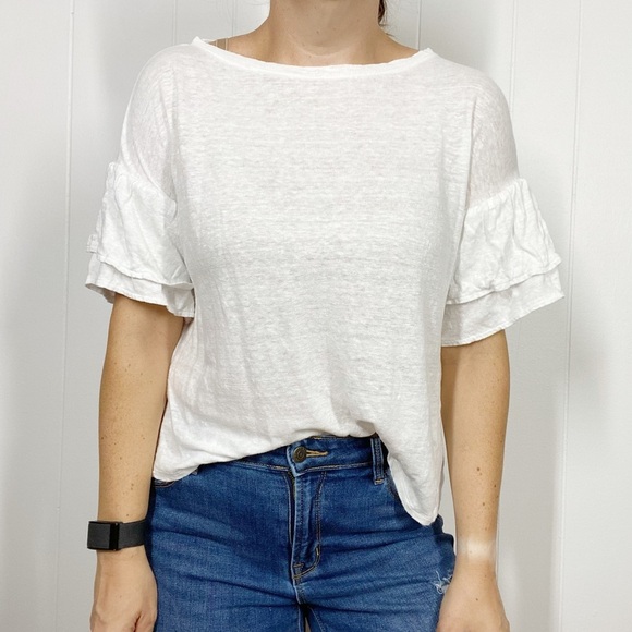 J. Jill Tops - J. Jill Linen Ruffle Sleeve T Shirt